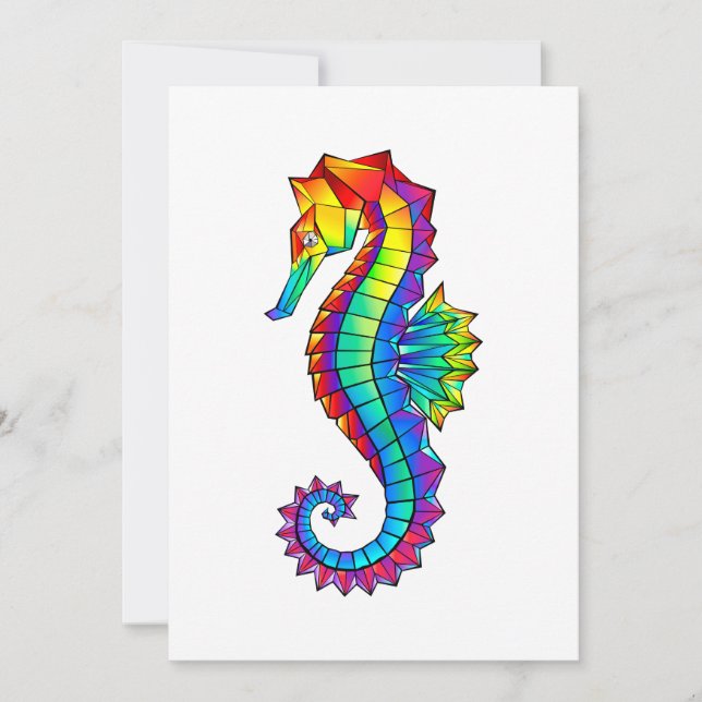 Rainbow Polygonal Seahorse Julkort (Framsida)
