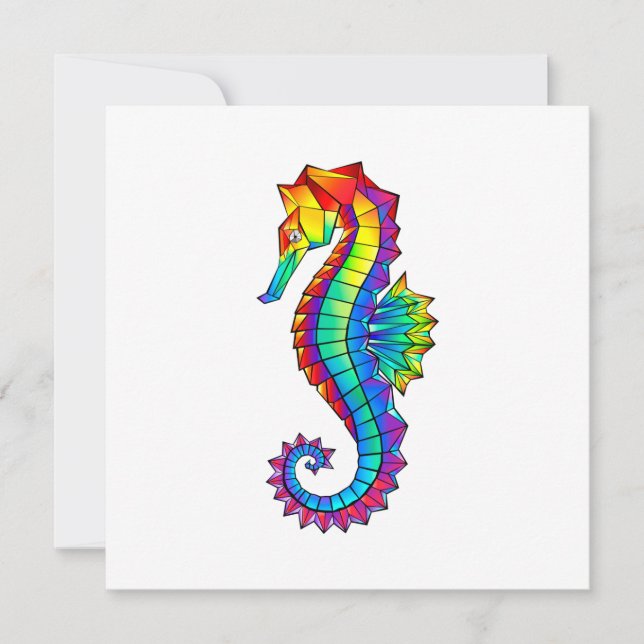 Rainbow Polygonal Seahorse Julkort (Framsida)