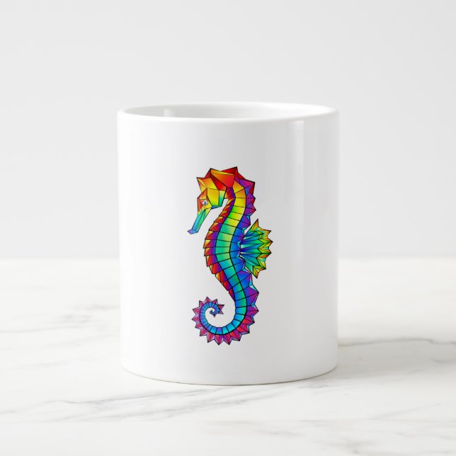 Rainbow Polygonal Seahorse Jumbo Mugg (Framsidan)