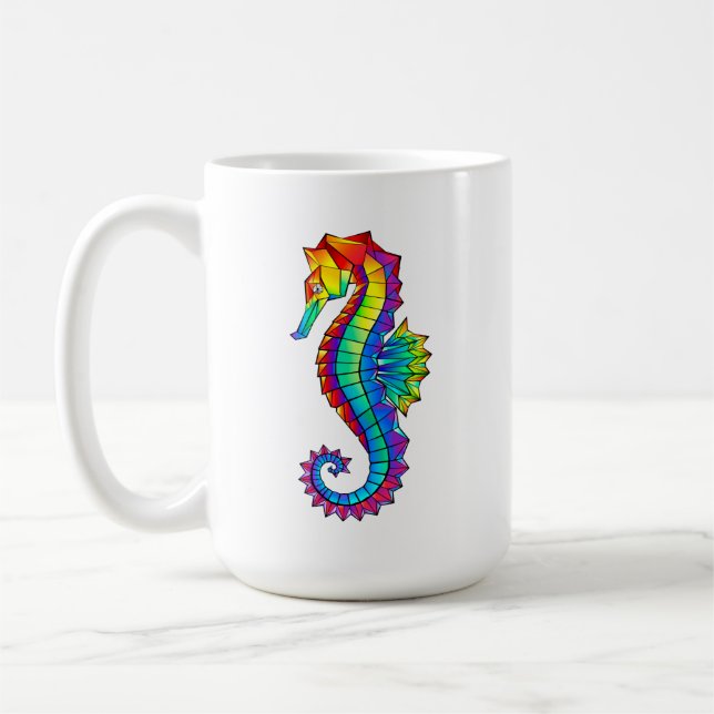 Rainbow Polygonal Seahorse Kaffemugg (Vänster)