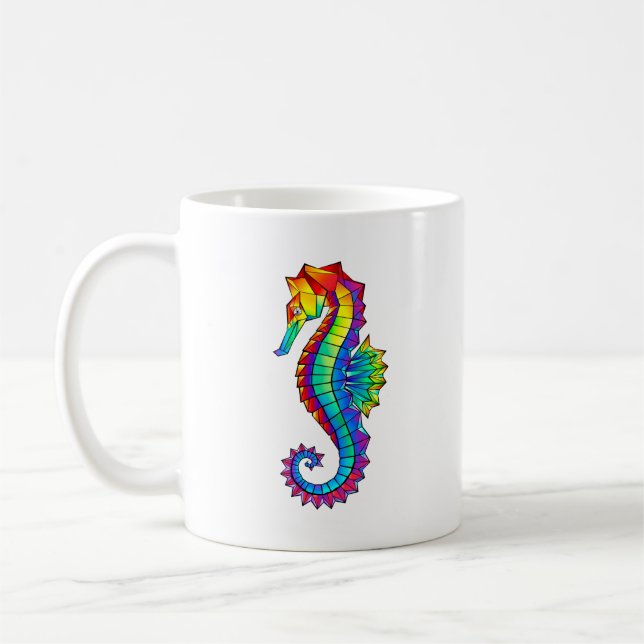 Rainbow Polygonal Seahorse Kaffemugg (Vänster)