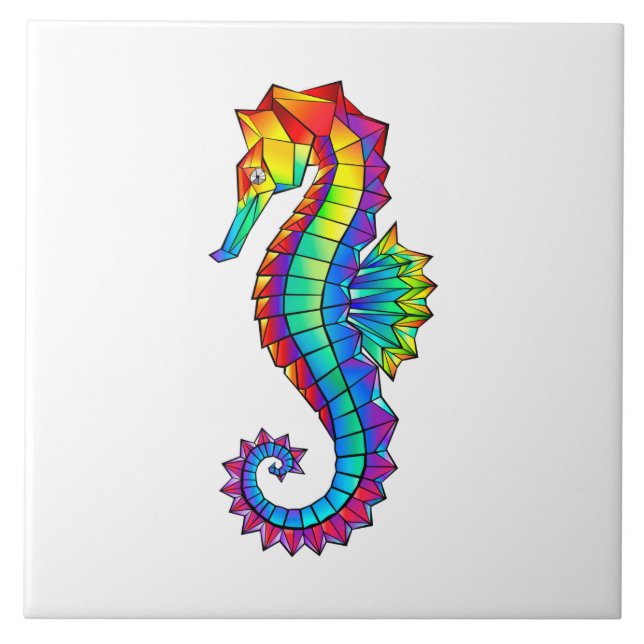 Rainbow Polygonal Seahorse Kakelplatta (Framsidan)