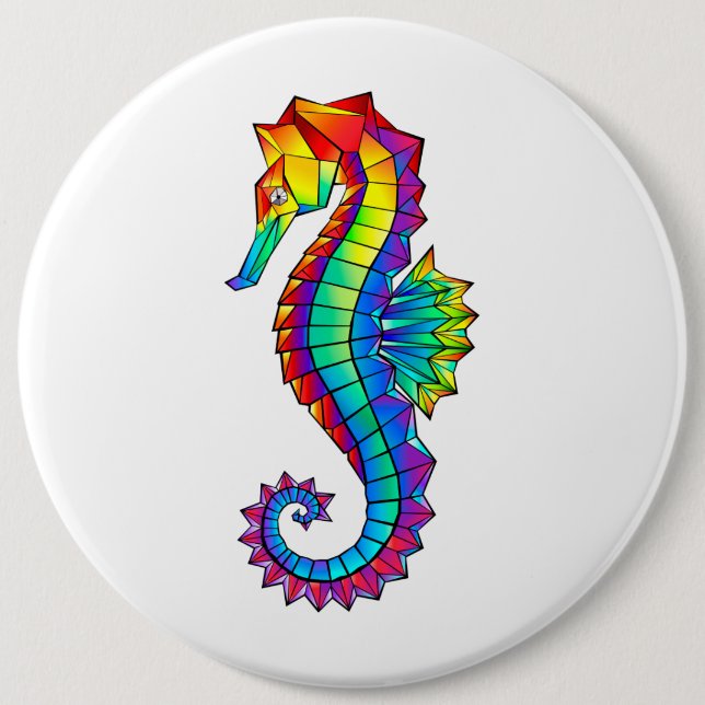 Rainbow Polygonal Seahorse Knapp (Framsida)