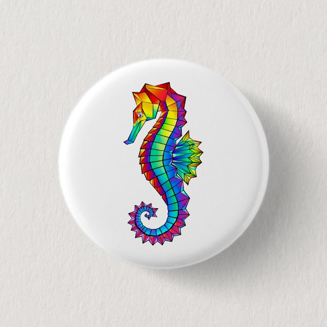 Rainbow Polygonal Seahorse Knapp (Framsida)