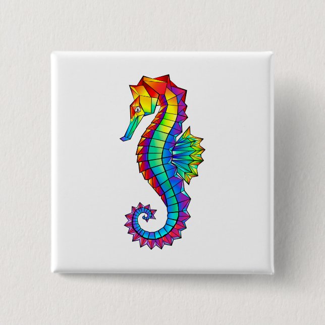 Rainbow Polygonal Seahorse Knapp (Framsida)