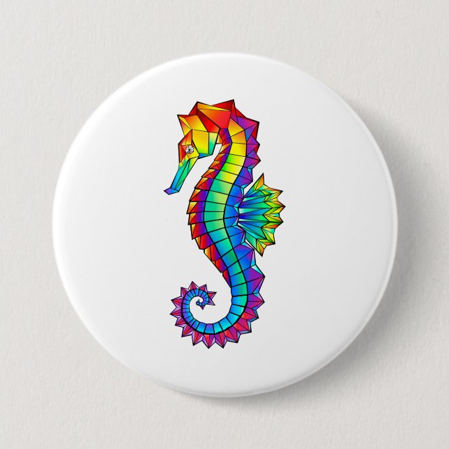 Rainbow Polygonal Seahorse Knapp (Framsida)
