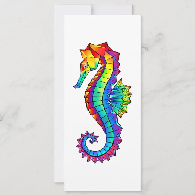 Rainbow Polygonal Seahorse Kort (Framsida)