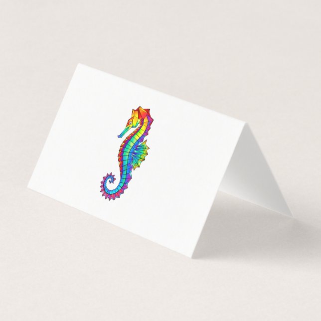 Rainbow Polygonal Seahorse Kort (Framsida)