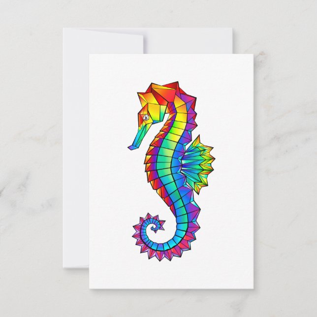 Rainbow Polygonal Seahorse Kort (Framsida)