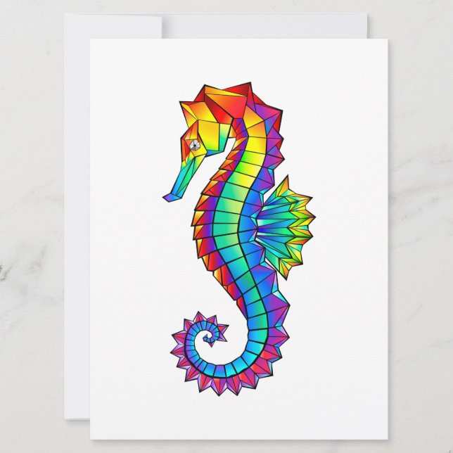 Rainbow Polygonal Seahorse Kort (Framsida)