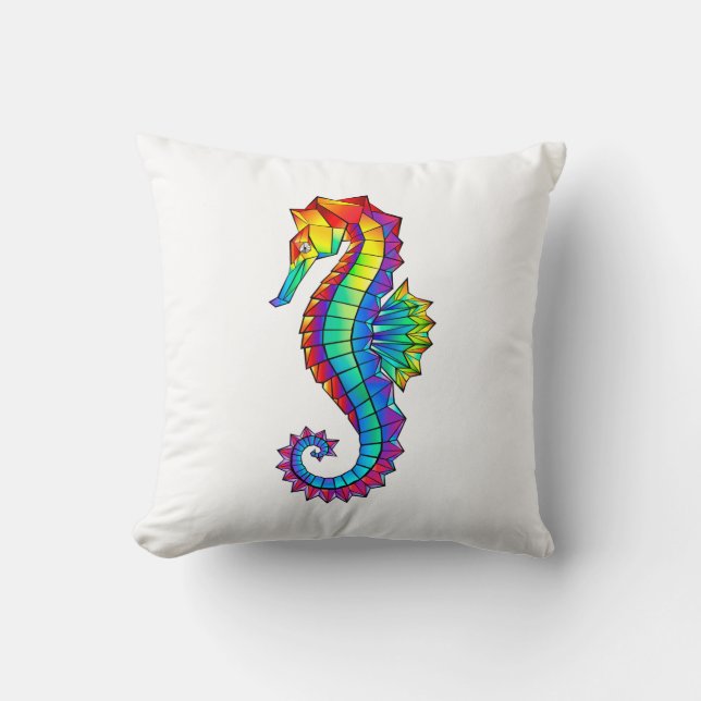 Rainbow Polygonal Seahorse Kudde (Framsida)