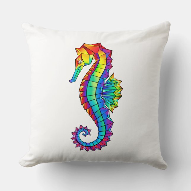 Rainbow Polygonal Seahorse Kudde (Framsida)