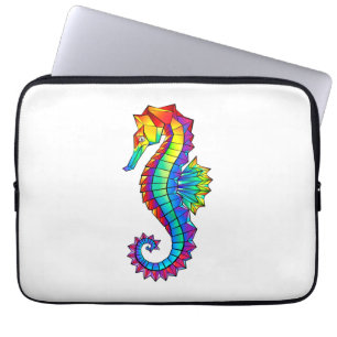 Rainbow Polygonal Seahorse Laptop Fodral