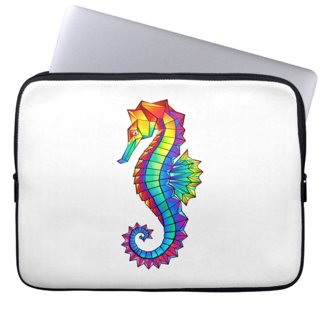 Rainbow Polygonal Seahorse Laptop Fodral (Framsidan)