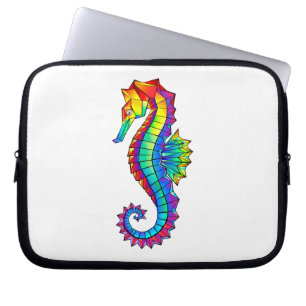 Rainbow Polygonal Seahorse Laptop Fodral