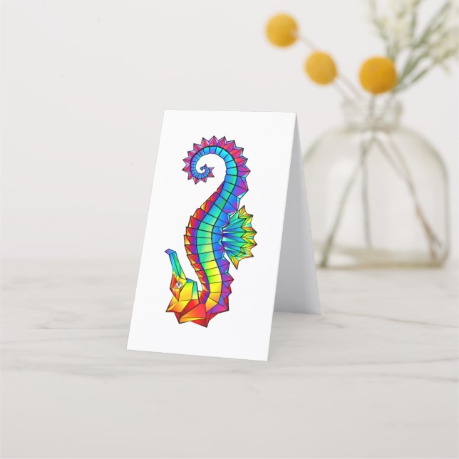 Rainbow Polygonal Seahorse Lojalitetskort (Baksida)