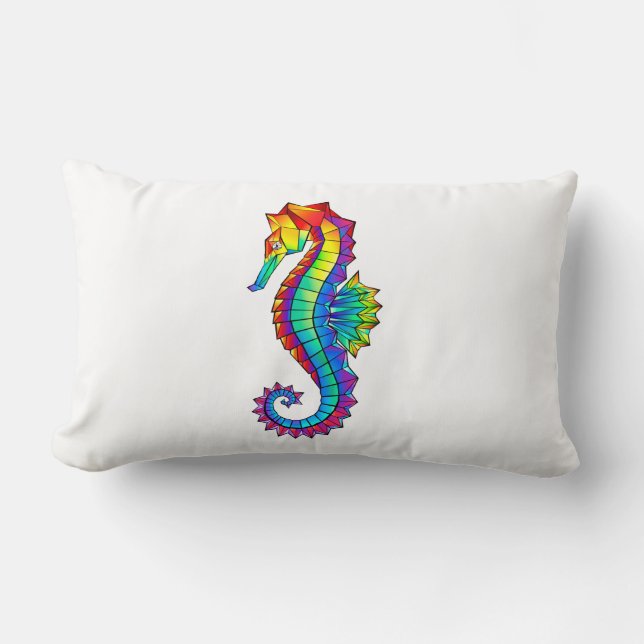 Rainbow Polygonal Seahorse Lumbarkudde (Framsida)