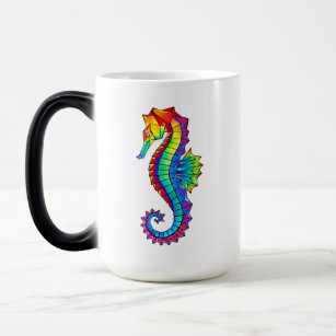 Rainbow Polygonal Seahorse Magisk Mugg