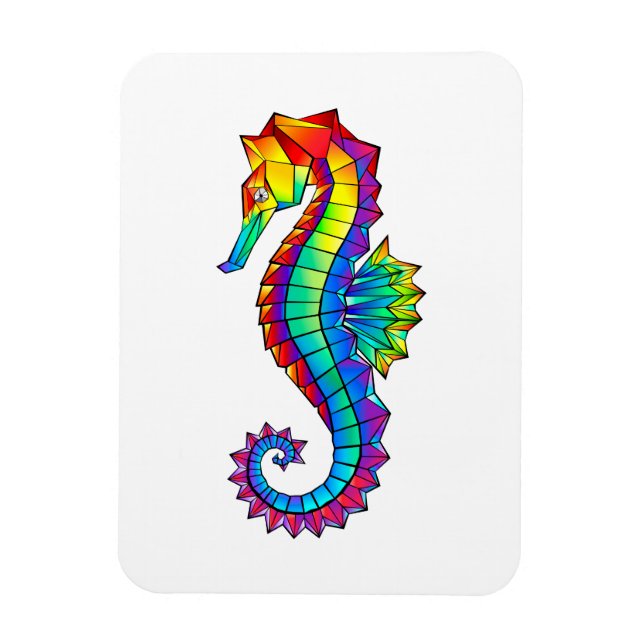 Rainbow Polygonal Seahorse Magnet (Vertikal)
