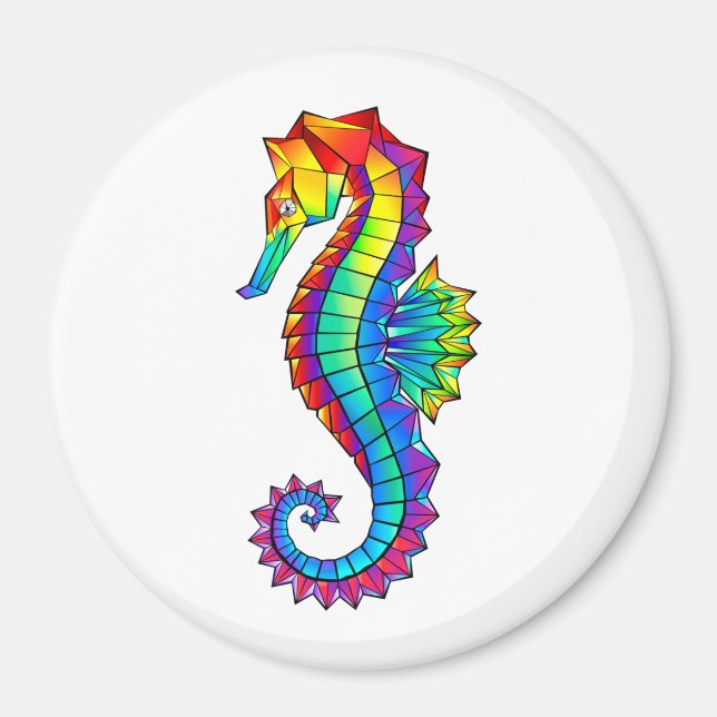 Rainbow Polygonal Seahorse Magnet (Framsidan)