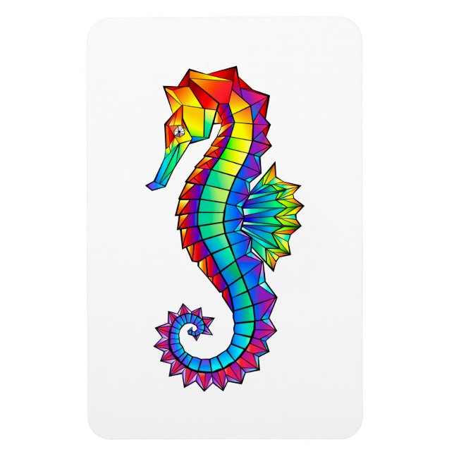 Rainbow Polygonal Seahorse Magnet (Vertikal)