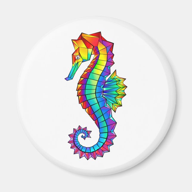 Rainbow Polygonal Seahorse Magnet (Framsidan)