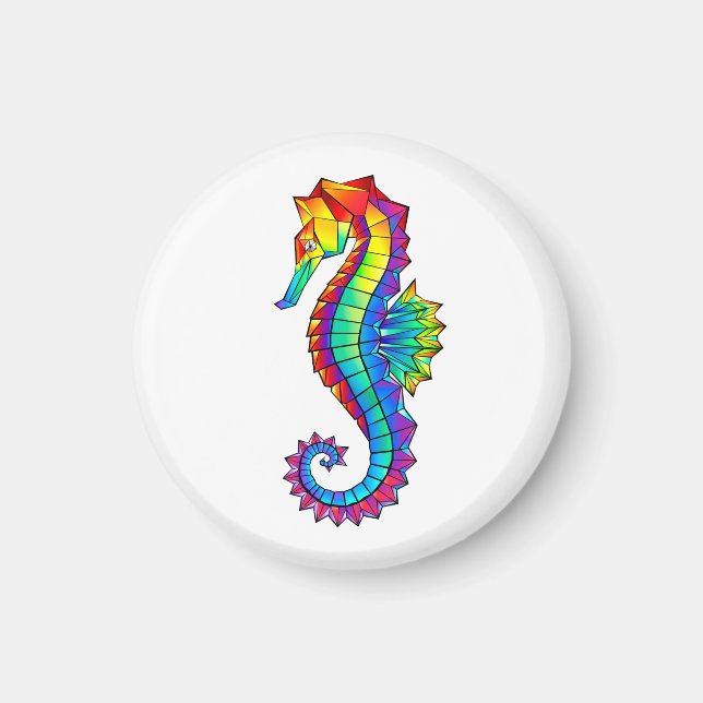 Rainbow Polygonal Seahorse Magnet (Framsidan)