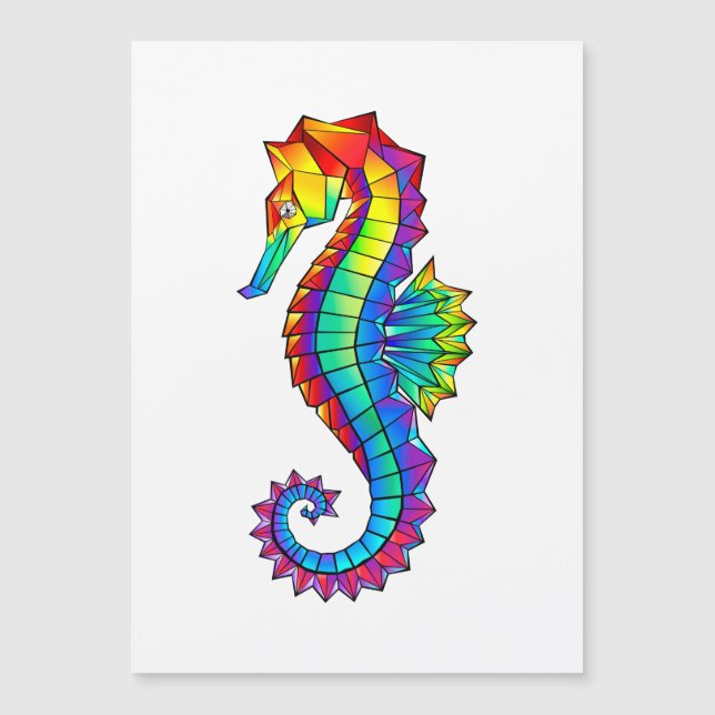 Rainbow Polygonal Seahorse Magnetisk Inbjudningskort (Framsida)