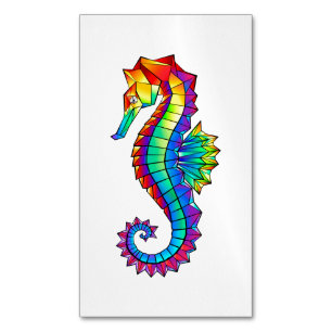 Rainbow Polygonal Seahorse Magnetiska Visitkort