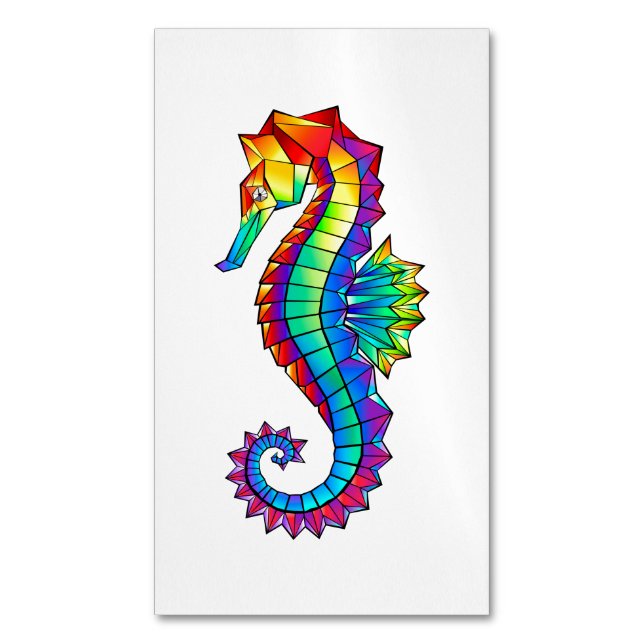 Rainbow Polygonal Seahorse Magnetiska Visitkort (Framsida vertikal)