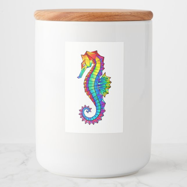 Rainbow Polygonal Seahorse Mat Etikett (Framsida)