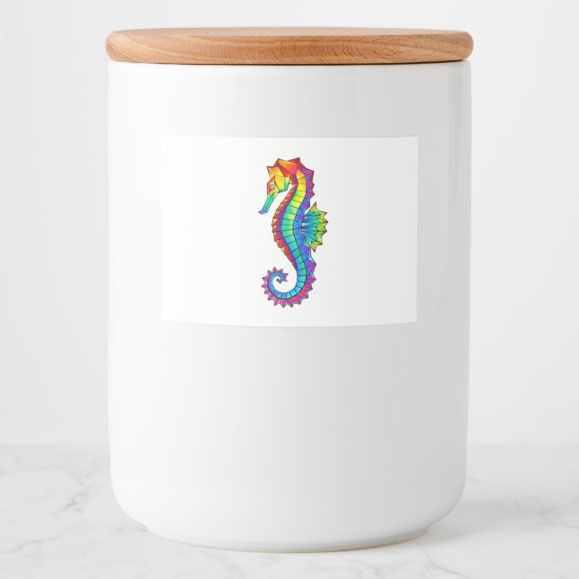 Rainbow Polygonal Seahorse Mat Etiketter (Framsida)