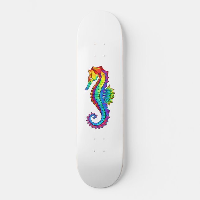 Rainbow Polygonal Seahorse Mini Skateboard Bräda 18,5 Cm (Framsida)