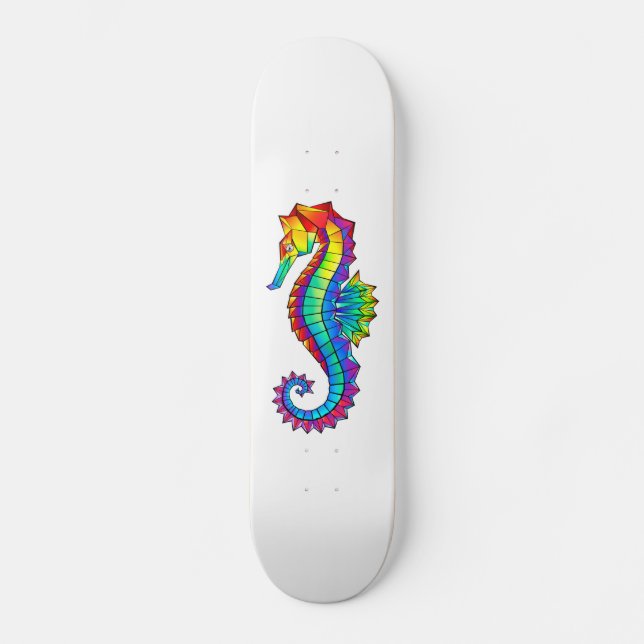Rainbow Polygonal Seahorse Mini Skateboard Bräda 18,5 Cm (Framsida)