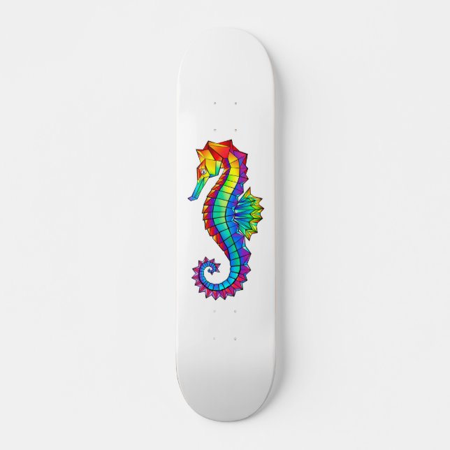 Rainbow Polygonal Seahorse Mini Skateboard Bräda 18,5 Cm (Framsida)