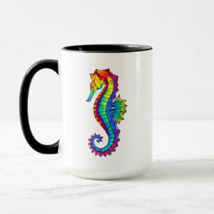 Rainbow Polygonal Seahorse Mugg