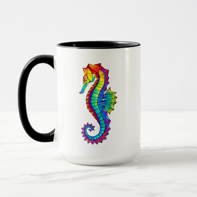Rainbow Polygonal Seahorse Mugg (Vänster)