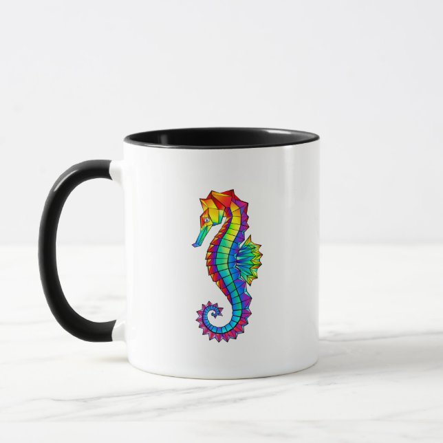 Rainbow Polygonal Seahorse Mugg (Vänster)