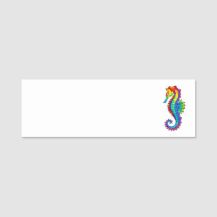 Rainbow Polygonal Seahorse Namnbricka
