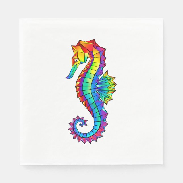 Rainbow Polygonal Seahorse Pappersservett (Framsidan)