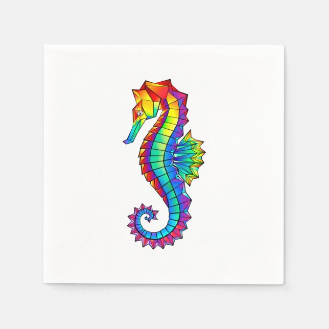 Rainbow Polygonal Seahorse Pappersservett (Framsidan)