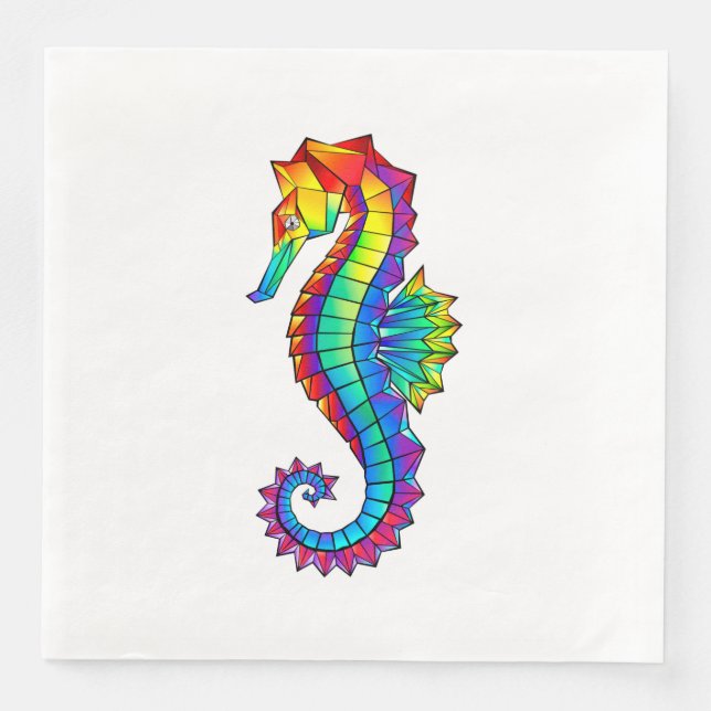 Rainbow Polygonal Seahorse Pappersservett (Framsida)