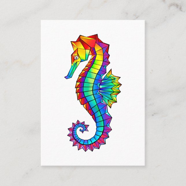 Rainbow Polygonal Seahorse Placeringskort (Framsida)