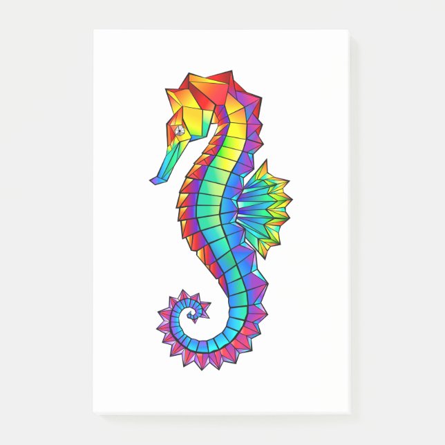 Rainbow Polygonal Seahorse Post-it Block (Framsida)