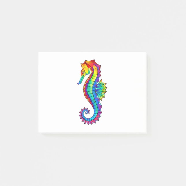 Rainbow Polygonal Seahorse Post-it Block (Framsida)