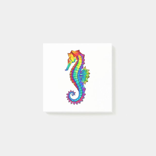 Rainbow Polygonal Seahorse Post-it Block (Framsida)