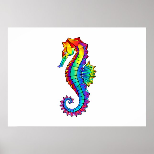 Rainbow Polygonal Seahorse Poster (Framsidan)