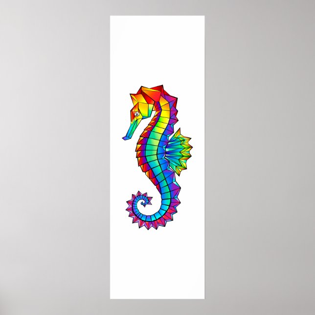 Rainbow Polygonal Seahorse Poster (Framsidan)