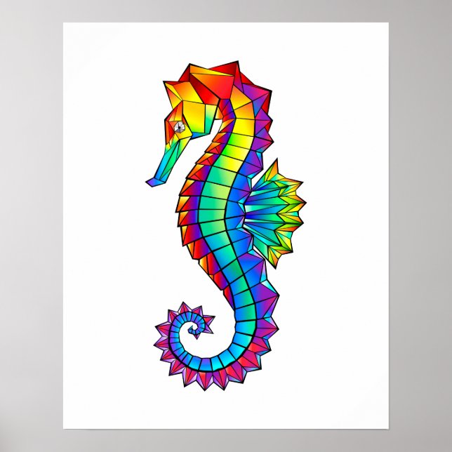 Rainbow Polygonal Seahorse Poster (Framsidan)