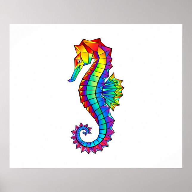 Rainbow Polygonal Seahorse Poster (Framsidan)